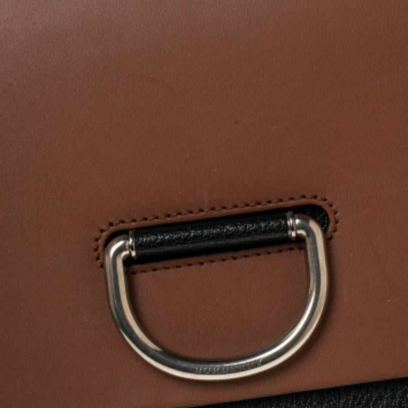Marron Burberry - Petit sac à bandoulière en cuir marron/noir à épaulettes