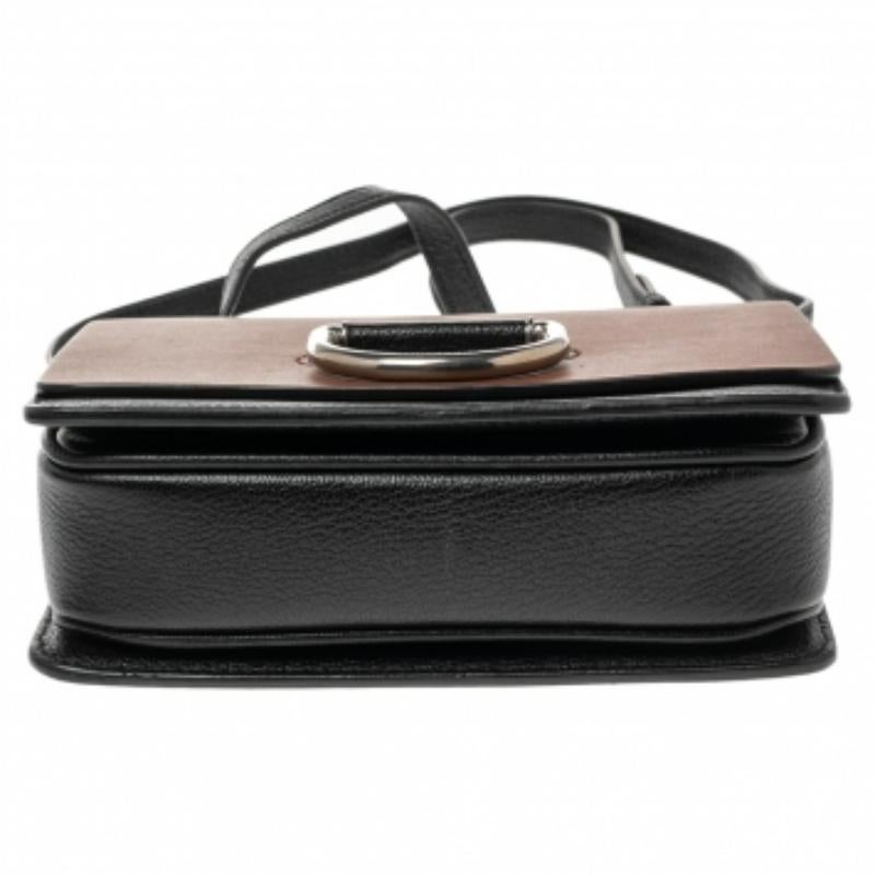 Burberry - Petit sac à bandoulière en cuir marron/noir à épaulettes 1