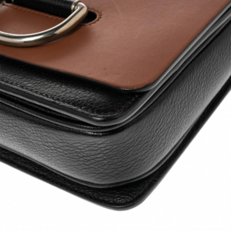 Burberry - Petit sac à bandoulière en cuir marron/noir à épaulettes 3