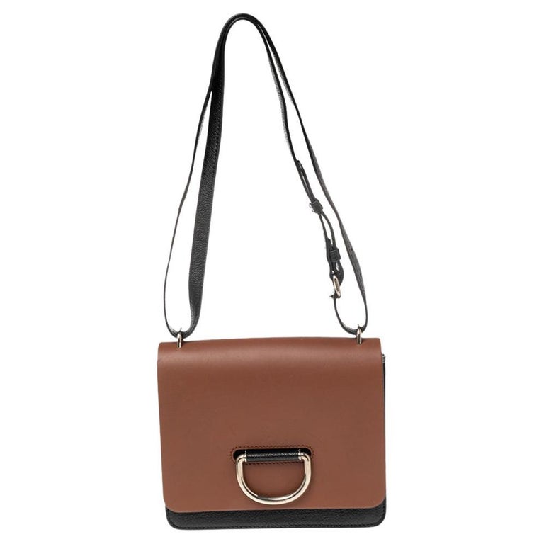 Burberry Brown/Black Leather Small D-Ring Shoulder Bag For Sale at 1stDibs