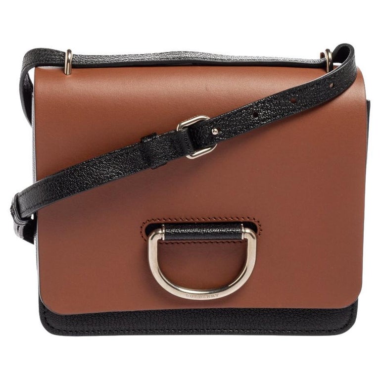 Burberry Brown/Black Leather Small D-Ring Shoulder Bag For Sale at 1stDibs