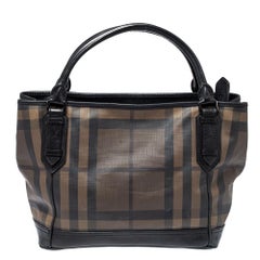 Burberry Brown/Black Smoke Check PVC and Leather Tote