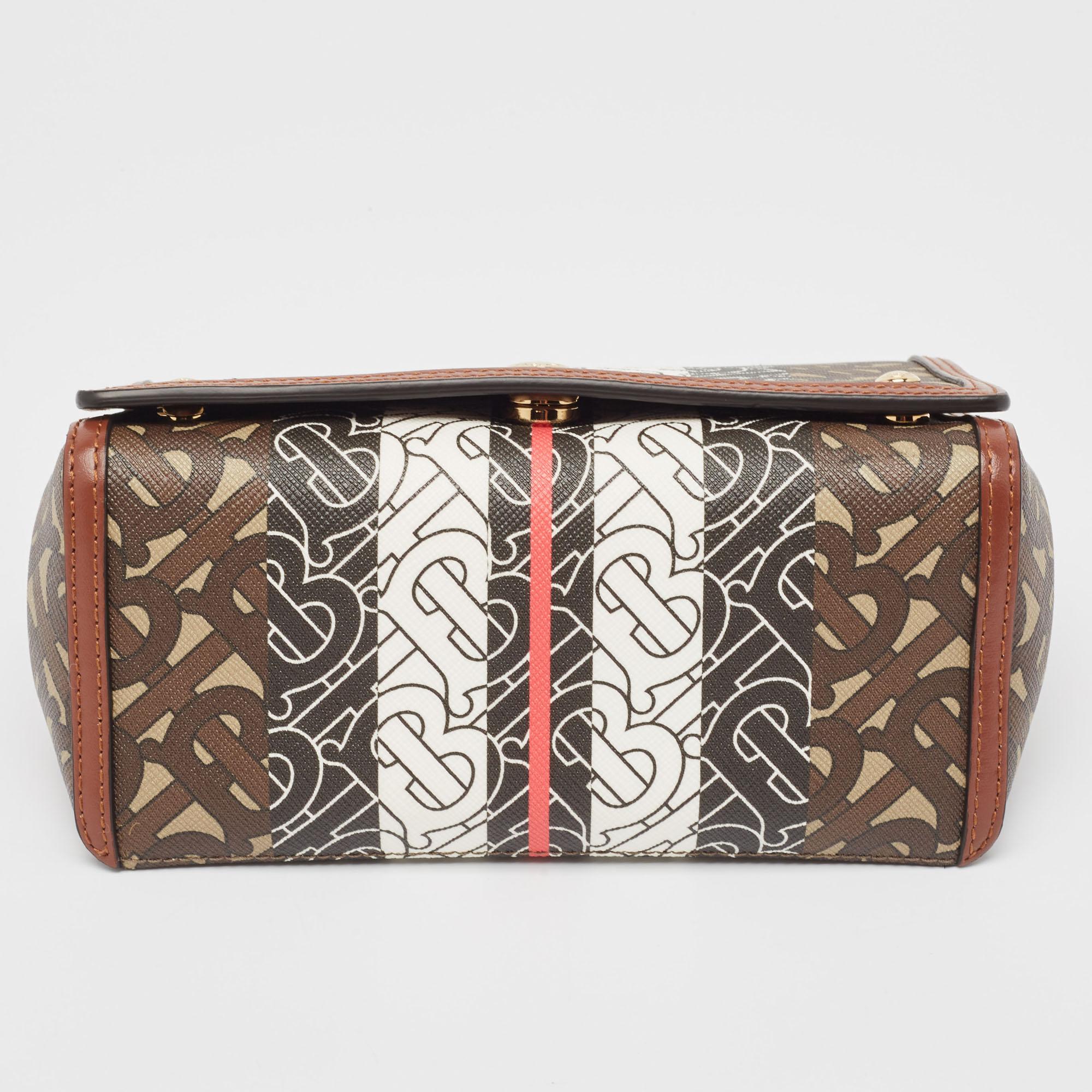 Burberry Brown/Black TB Monogram Coated Canvas Hackberry Crossbody Bag en vente 1