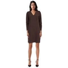 Burberry Brown Braided Leather Detail Dress Size M