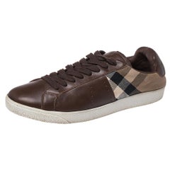 Burberry Brown Canvas And Leather Lace Sneakers Size 43