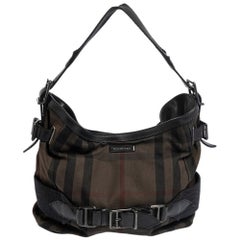 Burberry Brown Canvas House Check Prorsum Vintage Hobo