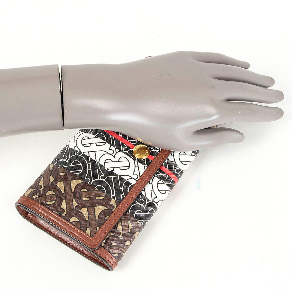 BURBERRY brown canvas MONOGRAM STRIPE CONTINENTAL Wallet In Excellent Condition In Zürich, CH