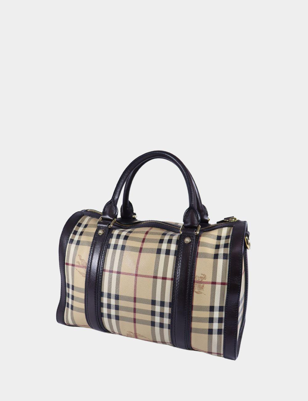 Burberry Brown Check Bowling Bag In Excellent Condition In Amman, JO