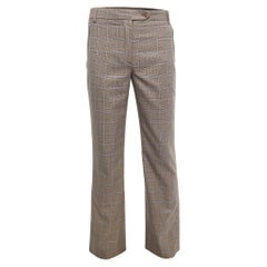 Burberry Brown Checked Wool Tailored Trousers M