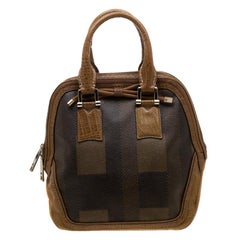 Burberry Brown Coated Canvas/Nubuck and Leather Satchel