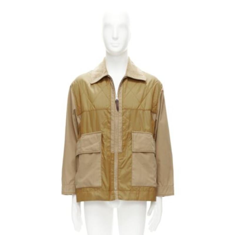 BURBERRY chaqueta de campo acolchada con bolsillos y cuello de pana marrón M en venta 6