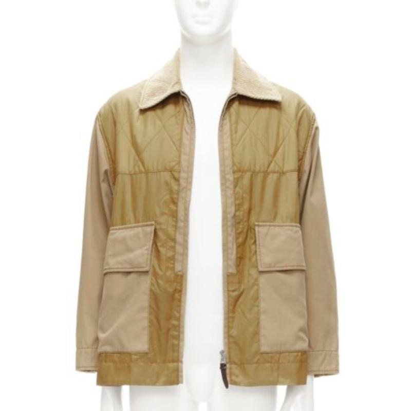 BURBERRY chaqueta de campo acolchada con bolsillos y cuello de pana marrón M Marrón en venta