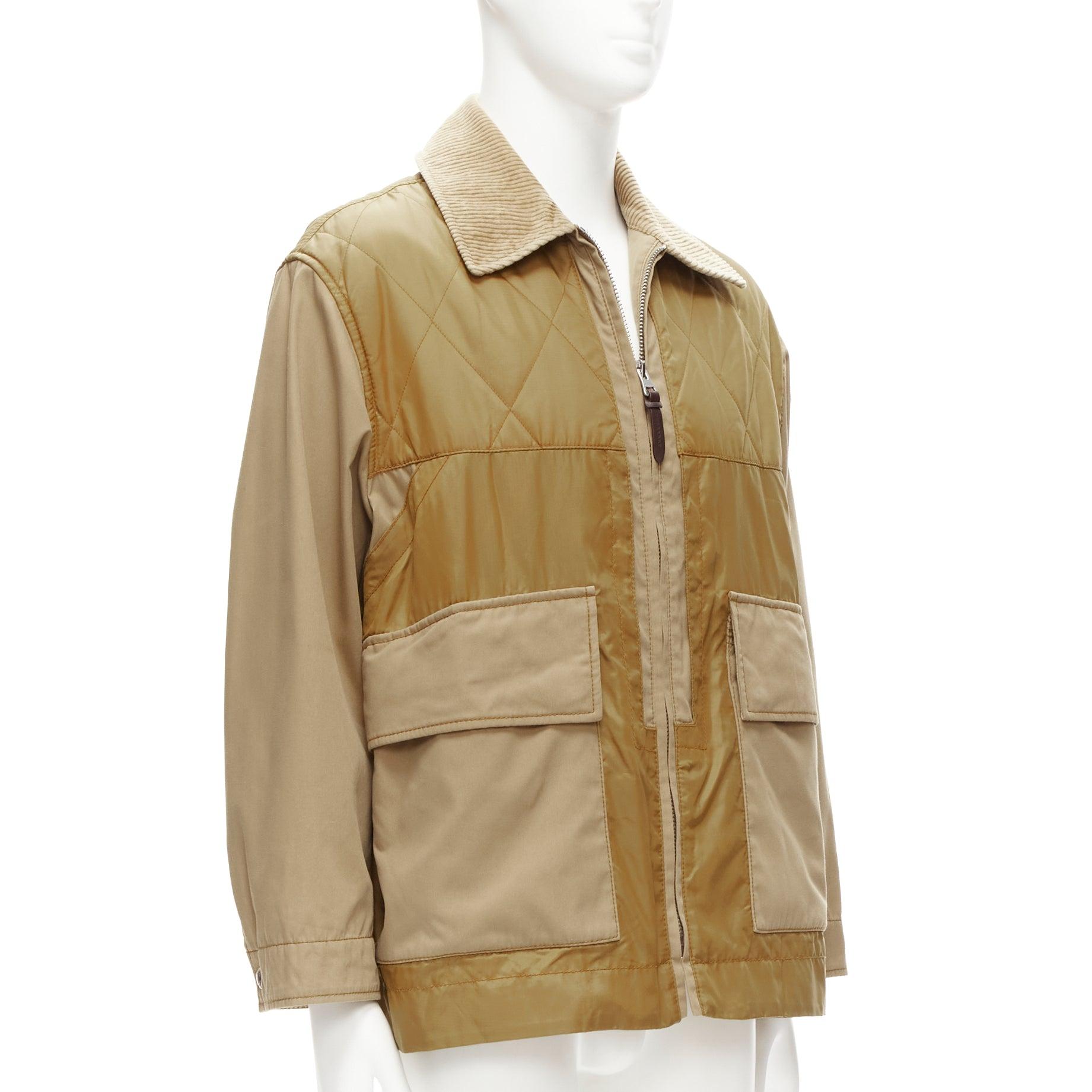 BURBERRY brown corduroy collar padded pocketed chore field jacket M In Good Condition For Sale In Hong Kong, NT