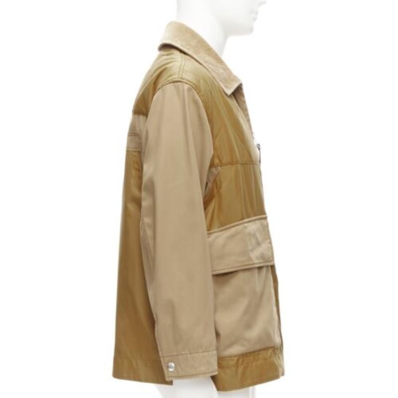 De los hombres BURBERRY chaqueta de campo acolchada con bolsillos y cuello de pana marrón M en venta