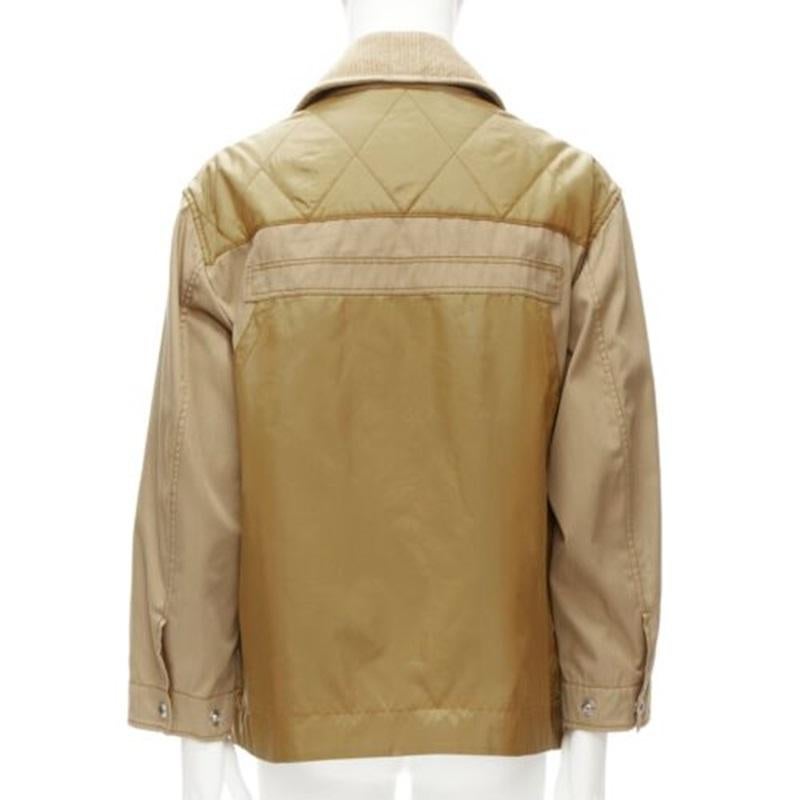 BURBERRY chaqueta de campo acolchada con bolsillos y cuello de pana marrón M en venta 1