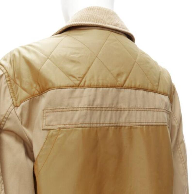 BURBERRY chaqueta de campo acolchada con bolsillos y cuello de pana marrón M en venta 4