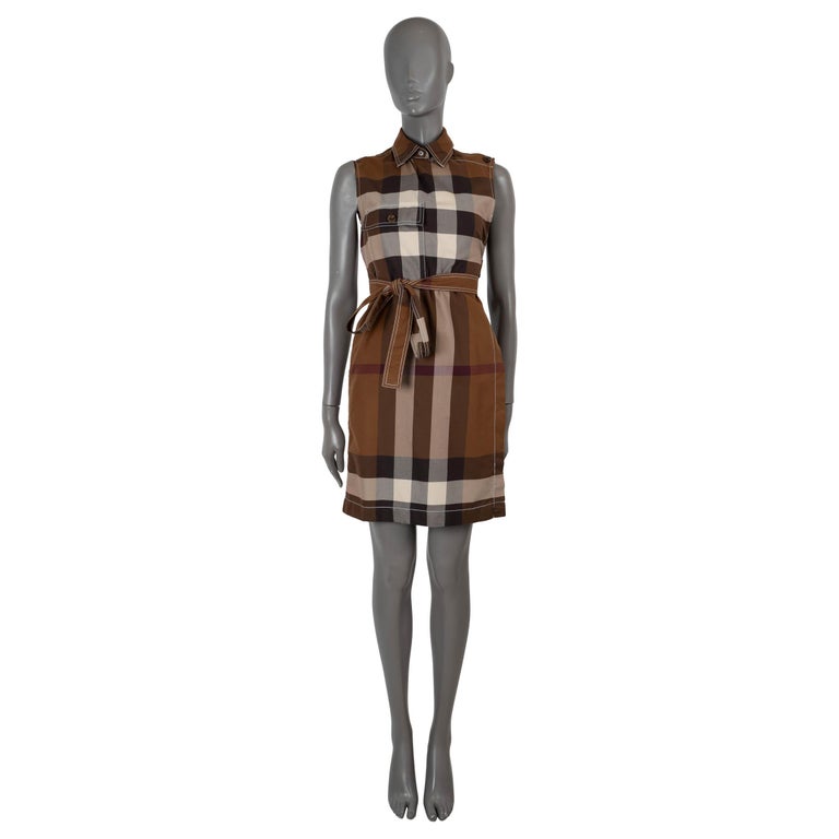 vintage check detail cotton dress Cotton Dress with Vintage Check Motif Burberry