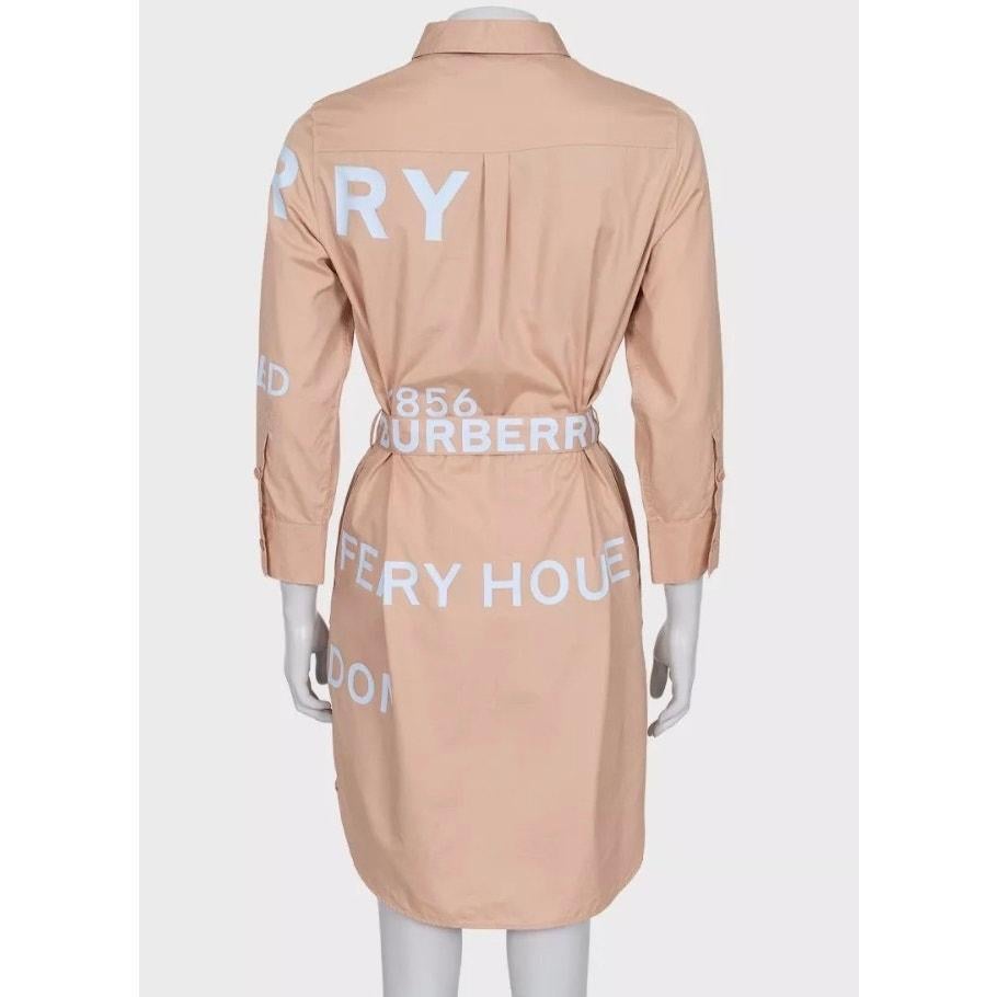 Burberry Vestido Camisero de Algodón Marrón - UK 8 / S Beige en venta