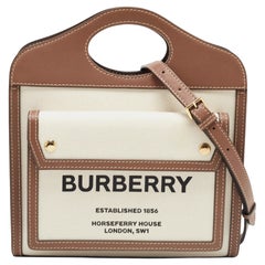 Burberry Brown/Cream Canvas and Leather Mini Pocket Tote
