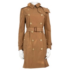 Burberry Brown Double Breasted Hood Trench Coat Size XS