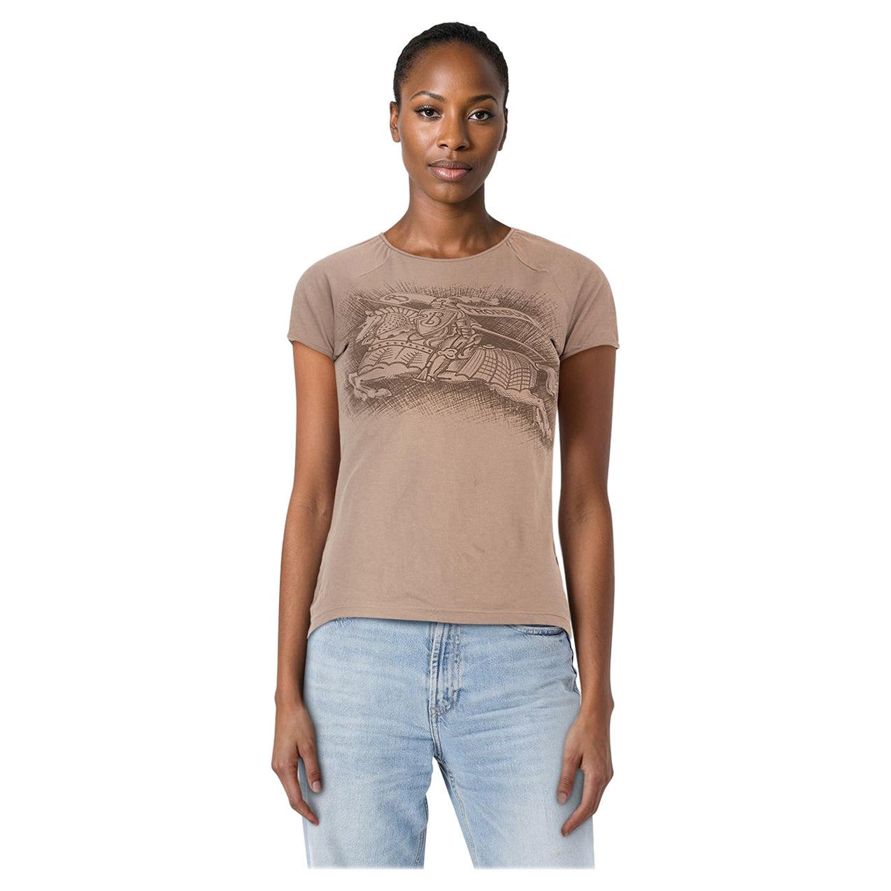 Burberry Top marrone con stampa cavaliere equestre taglia S