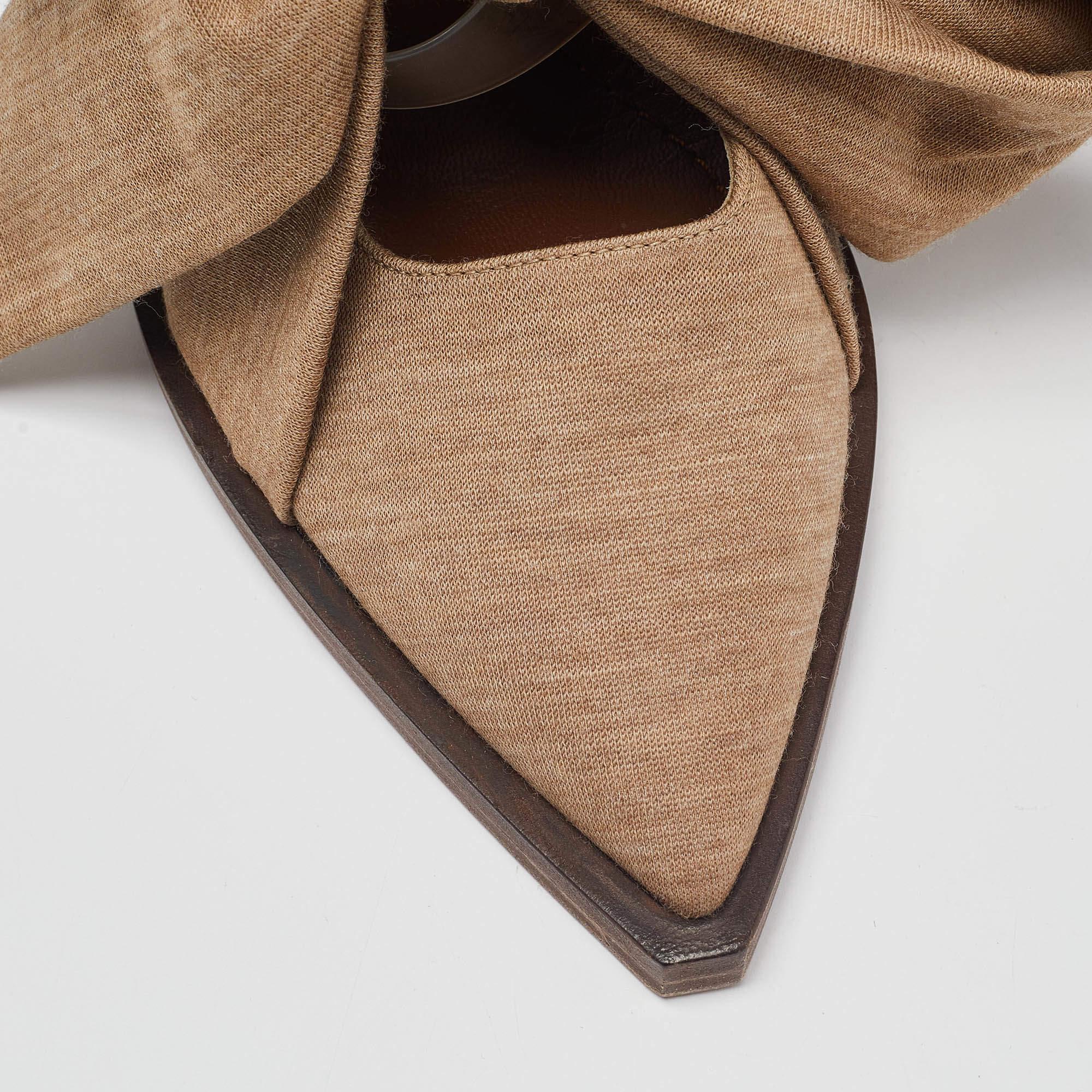 Burberry Brown Fabric Scarf Tie Mules Size 40 3