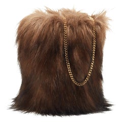 Burberry Brown Faux Fur Micro Lola Shoulder Bag