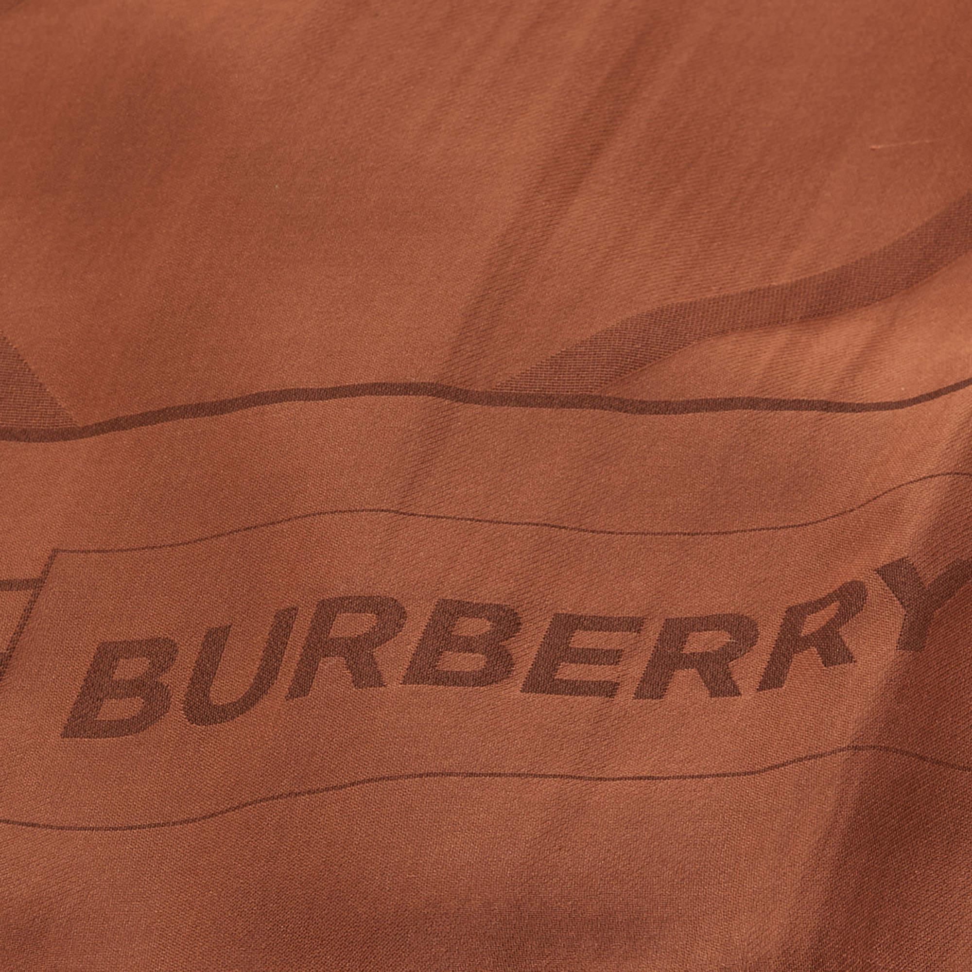 Burberry Brown Giant Checked Silk Chiffon Scarf For Sale 2