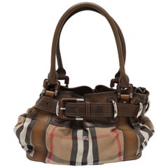 Burberry Brown House Check Canvas and Leather Beaton Tote