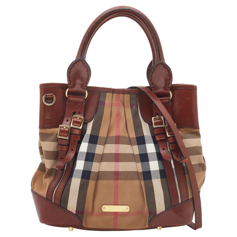 Burberry Red House Check Canvas and Leather Knot Flap Crossbody Bag For  Sale at 1stDibs