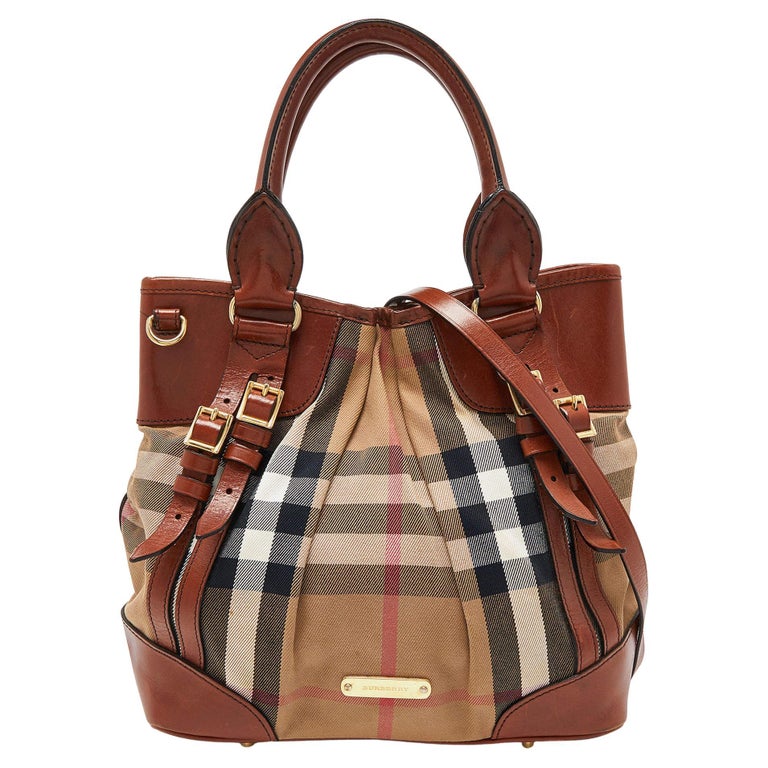 Monogram Stripe E-canvas and Leather Belt in Bridle Brown - Women