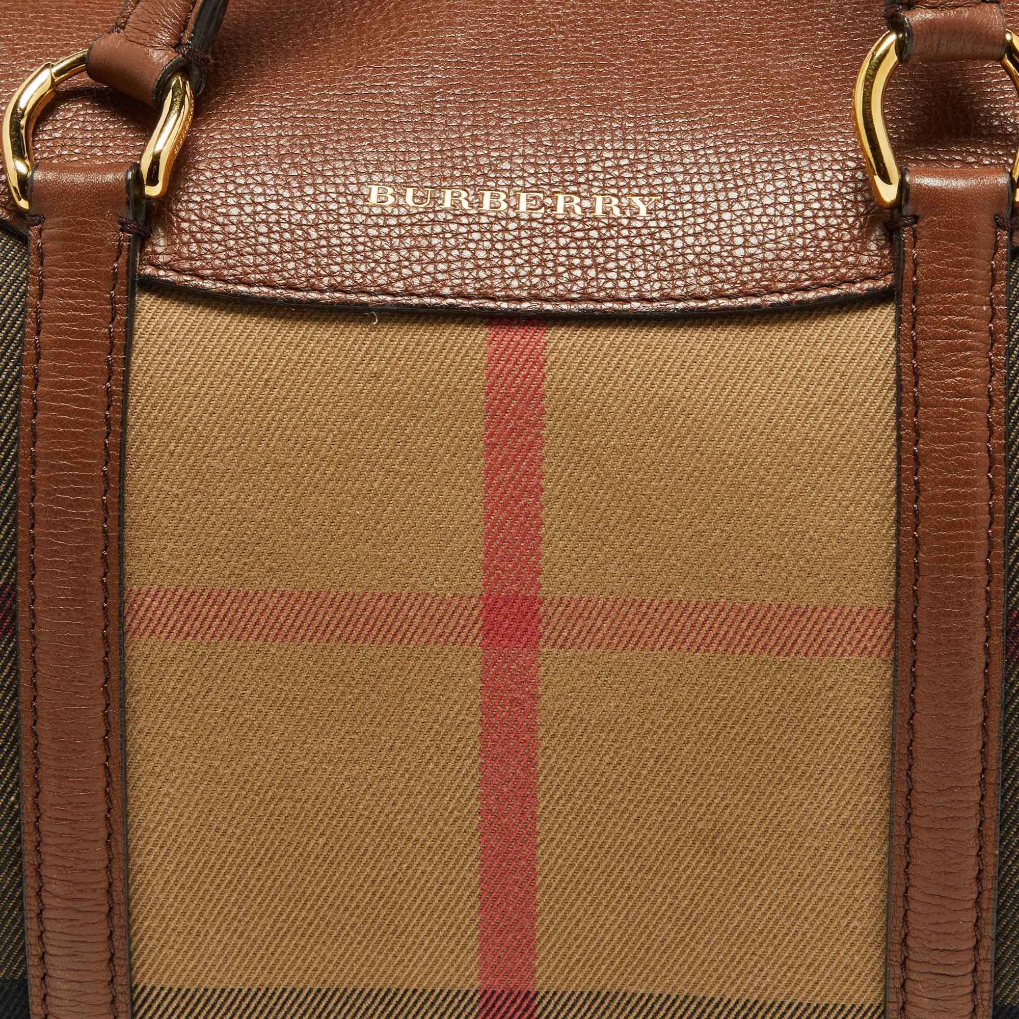 Burberry Brown House Check Canvas and Leather Medium Alchester Bowler Bag 6