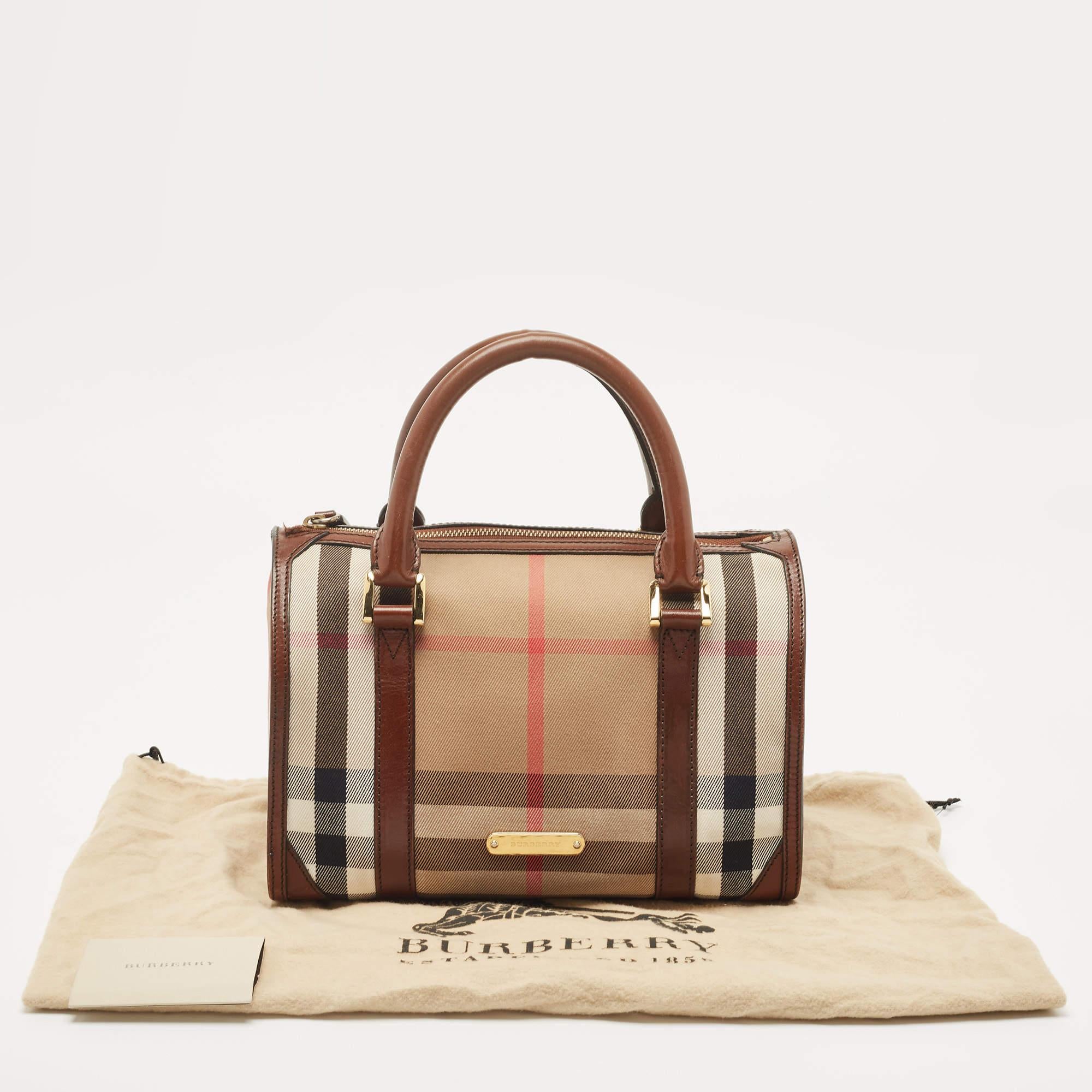 Burberry Brown House Check Canvas and Leather Small Chester Bowler Bag 12