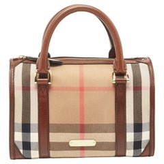 Burberry Brown House Check Canvas and Leather Small Chester Bowler Bag