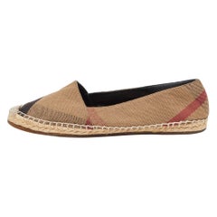 Burberry Brown House Check Canvas Espadrille Flats Size 37