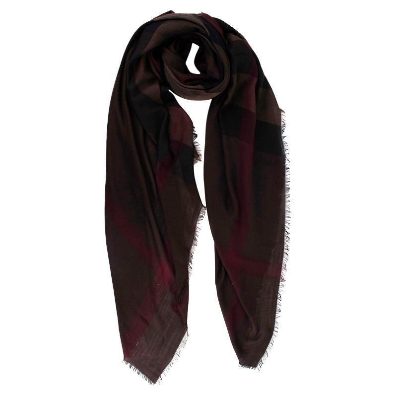 Burberry Ombre Check Silk Scarf For Sale at 1stDibs