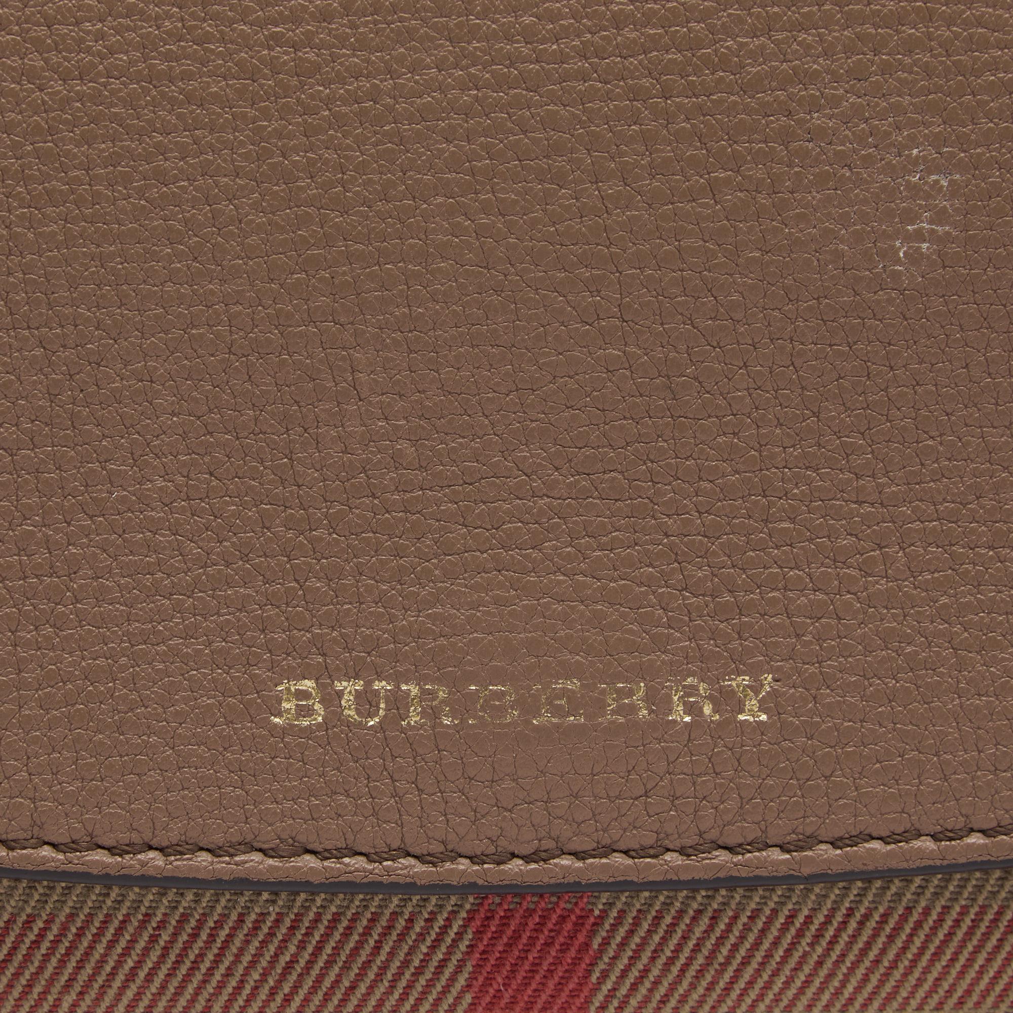 Women's Burberry Brown House Check Fabric and Leather Porter Continental Wallet