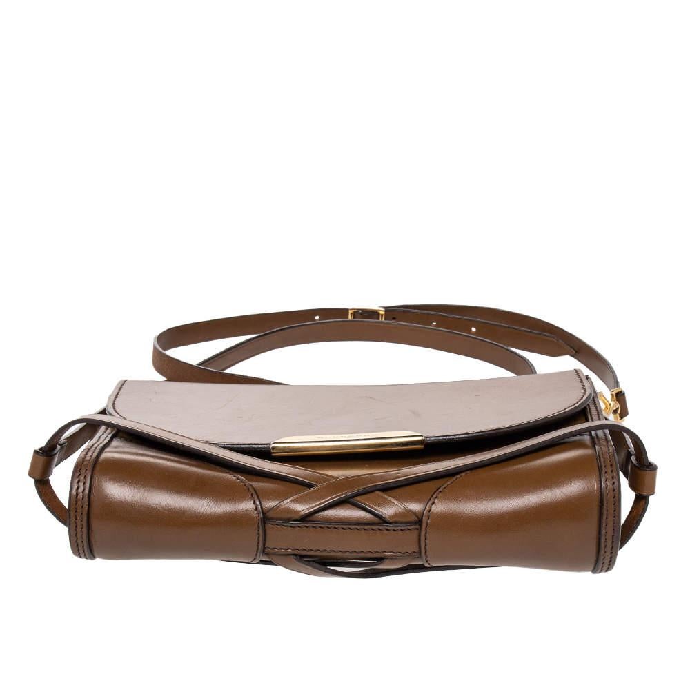 Burberry Brown Leather Abbott Shoulder Bag For Sale 1