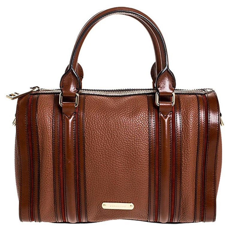 Burberry Brown Leather Alchester Bowler Bag For Sale at 1stDibs