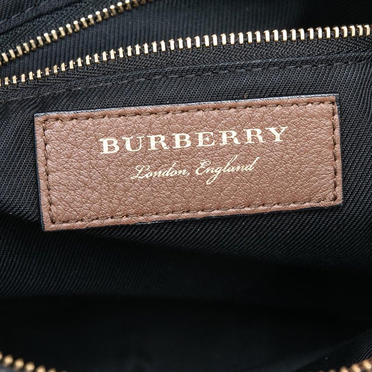 Burberry Brown Leather And Horseferry Check Canvas Small Chichester