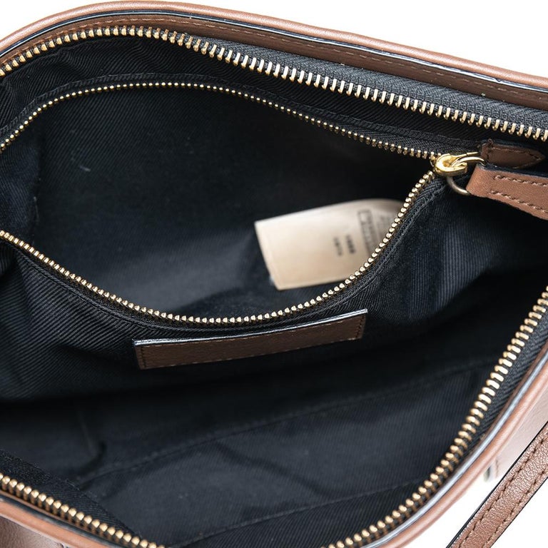 Burberry Brown Leather And Horseferry Check Canvas Small Chichester