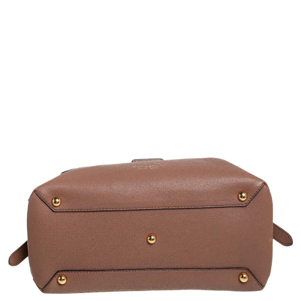Burberry Braunes Leder und House Check Stoff Medium Camberley Top Handle Bag 1
