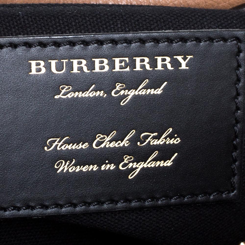 Burberry Braunes Leder und House Check Stoff Medium Camberley Top Handle Bag 5