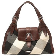 Burberry Vintage Leather Check Shoulder Bag at 1stDibs