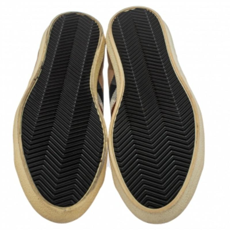 Burberry Braun Leder und Nova Check Segeltuch Low Top Turnschuhe Größe 43 im Angebot 3