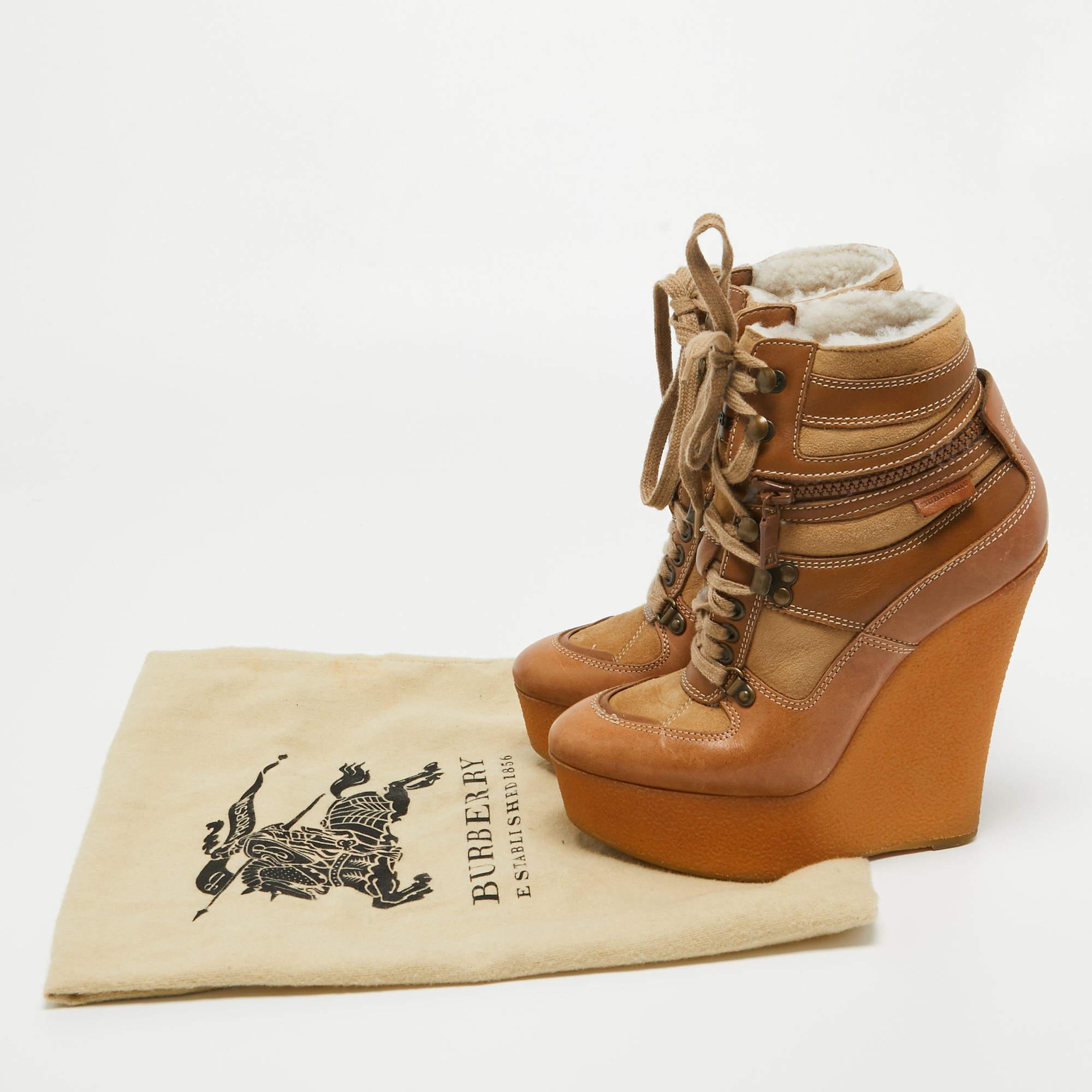 Burberry Brown - Bottes en caoutchouc en cuir et daim - Taille 35 4