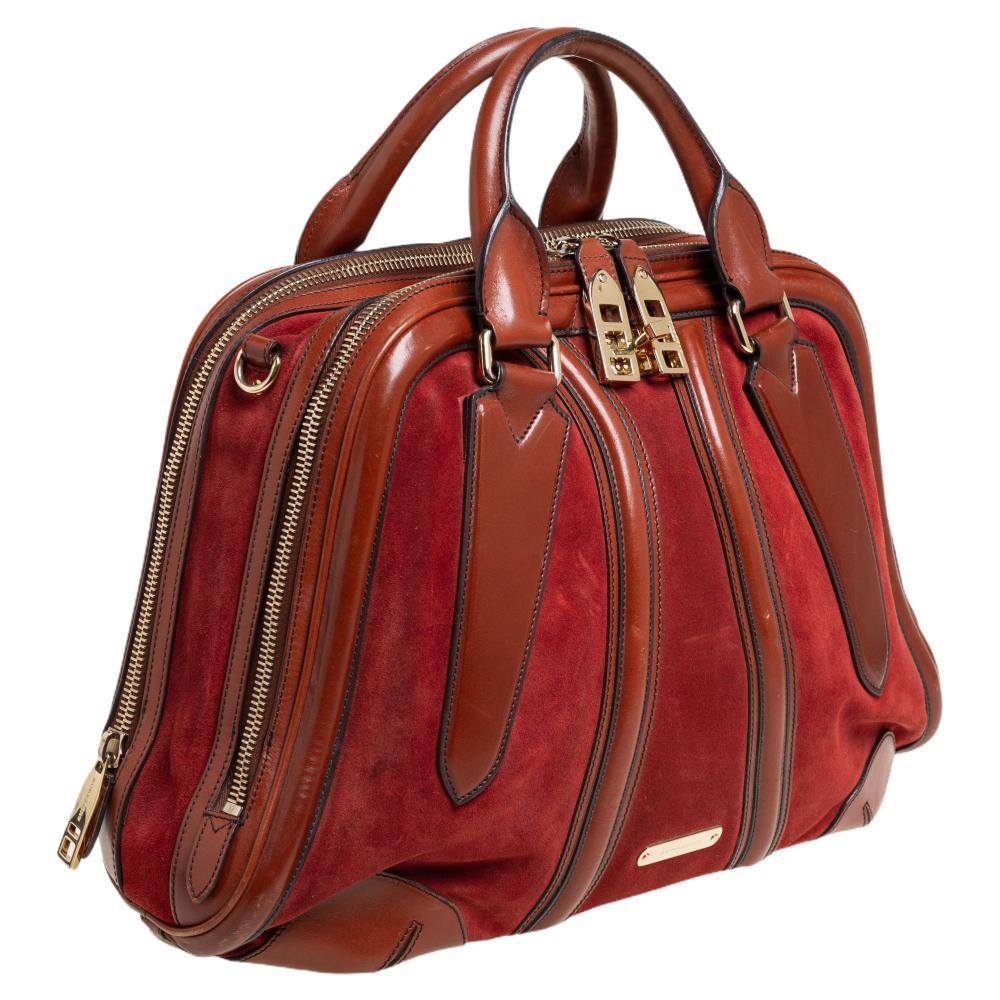 Burberry Braunes Leder und Wildleder Shrimpton Satchel Damen