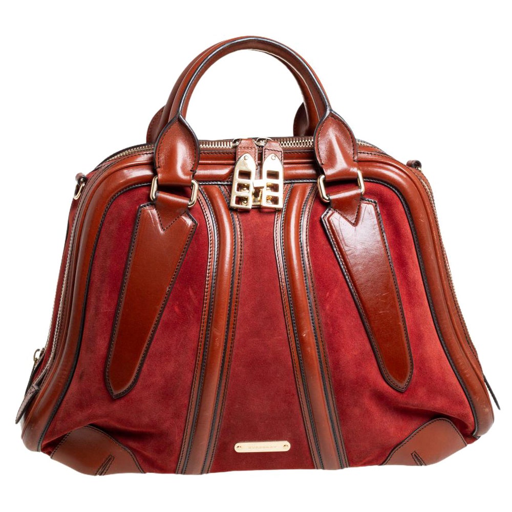 Burberry Braunes Leder und Wildleder Shrimpton Satchel