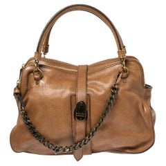 Burberry Brown Leather Bartow Chain Detail Satchel