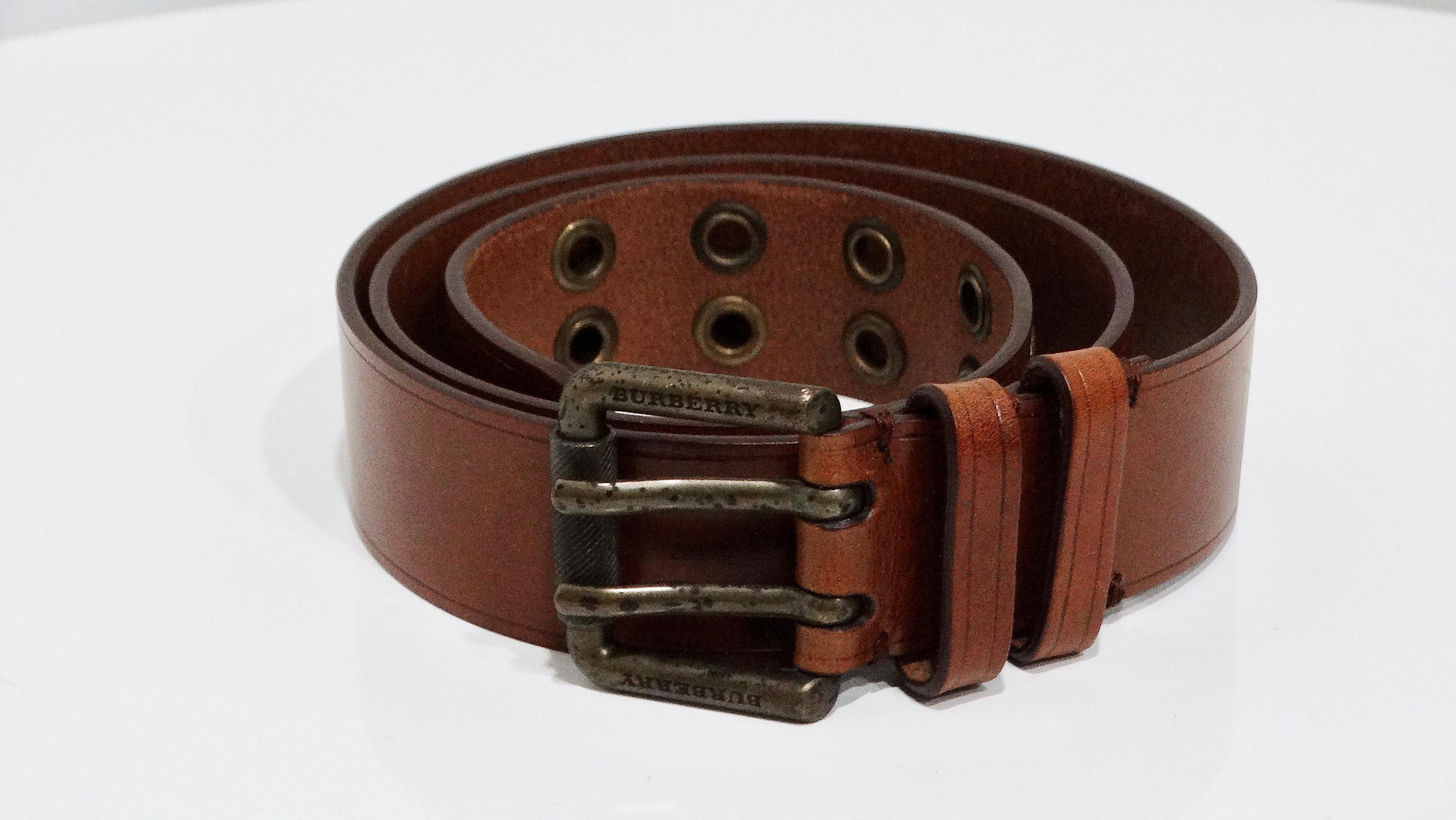 Burberry Brown Leather Belt In Good Condition For Sale In Scottsdale, AZ
